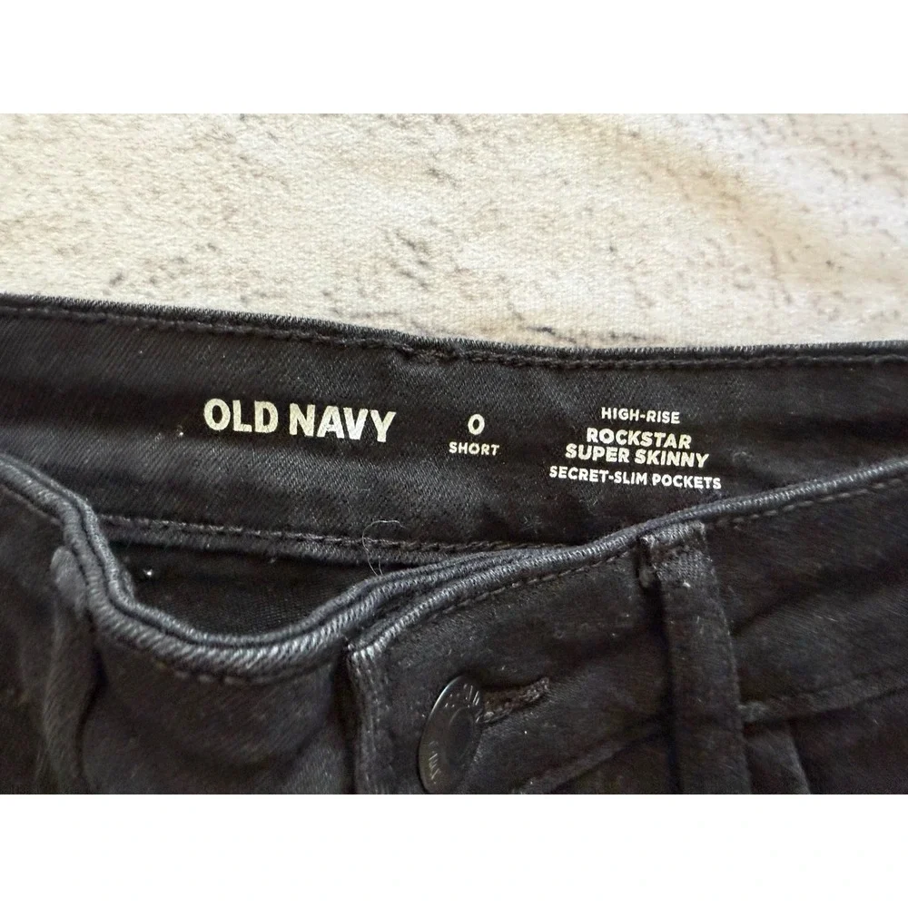 Old Navy Rockstar Sz 0 Super Skinny Black Jeans Short 26